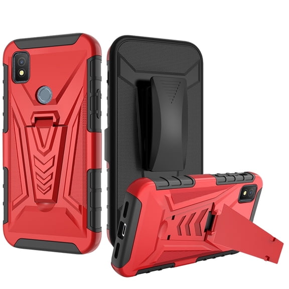 For Cricket Icon 4 WTCKT01 Holster Belt Clip Cover Phone Case - Red