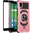 thumbnail image 1 of Compatible for Cricket Vision Plus Case w/Tempered Glass Screen Protector [Military Grade] Ring Car Mount Kickstand Shockproof Hard Phone Case - Pink, 1 of 7
