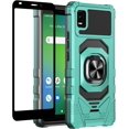 thumbnail image 1 of Compatible for Cricket Vision Plus Case w/Tempered Glass Screen Protector [Military Grade] Ring Car Mount Kickstand Shockproof Hard Phone Case - Teal, 1 of 7