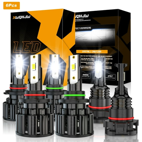 Compatible for Dodge Journey 2018-2010 LED Headlight Bulbs Kit Hi/Lo Beam & Fog Light White 6-Pack