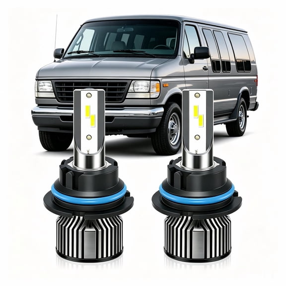 Compatible for Ford E-350 Econoline 1992-2000 2007 Light Bulbs, High Low Beam, LED Headlight Bulbs, Plug and Play, 2-Pack