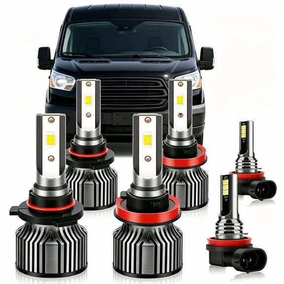Compatible for Ford Transit 150 250 350 (2014-2023) Modes Light Bulbs, High/Low Beam and fog lights, LED Headlight Bulbs, Plug and Play, 6-Pack