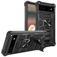 thumbnail image 1 of Compatible for Google Pixel 6a Case w/Tempered Glass Screen Protector [Military Grade] Ring Car Mount Kickstand Shockproof Hard Phone Case - Black, 1 of 8