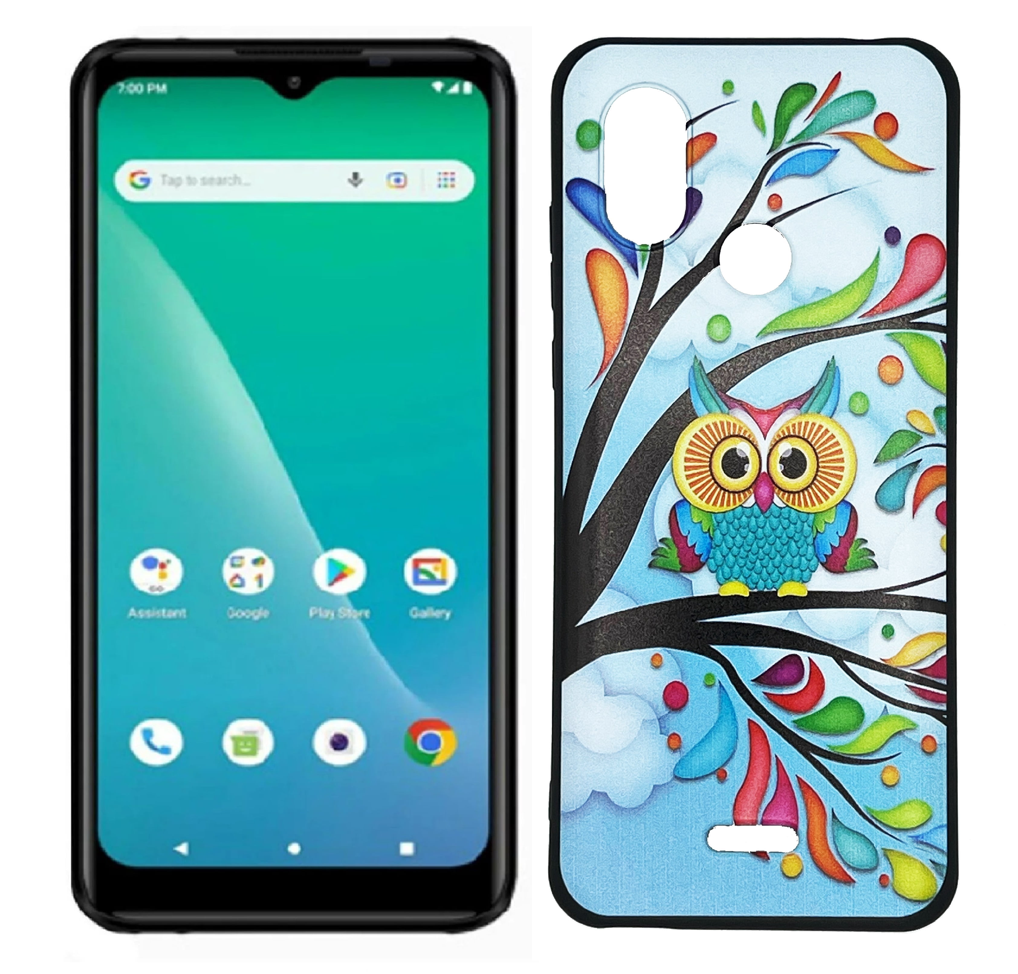 For Hot Pepper Chilaca HPP-L60A TPU 1-Piece Cover Cell Phone Case + Tempered Glass - Owl Design