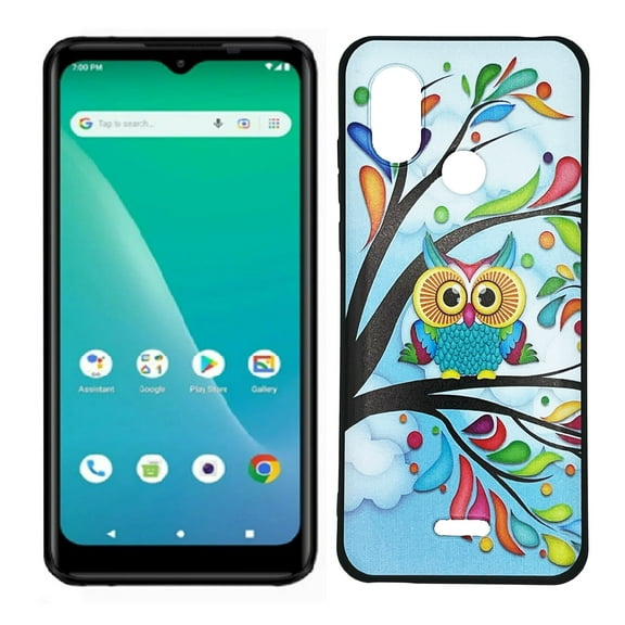 Compatible for Hot Pepper Chilaca HPP-L60A TPU 1-Piece Cover Cell Phone Case + Tempered Glass - Owl