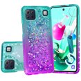 thumbnail image 1 of Compatible for LG K92 5G Case, with Tempered Glass Screen Protector SOGA Diamond Liquid Quicksand Cover Cute Girl Women Phone Case - Pink / Purple, 1 of 5