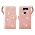 thumbnail image 1 of Compatible for LG V50 ThinQ Case, SOGA PU Leather Magnetic Flip with Wrist Strap Wallet Phone Cover LG V50 ThinQ Phone Case (Rose Gold Glitter), 1 of 4