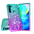 thumbnail image 1 of Compatible for Moto G8 Power Case with Tempered Glass Screen Protector SOGA Diamond Liquid Quicksand Cover Cute Girl Women Phone Case - Teal / Purple, 1 of 5