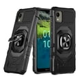 thumbnail image 1 of Compatible for Nokia C110 Case w/Tempered Glass Screen Protector [Military Grade] Ring Car Mount Kickstand Shockproof Hard Phone Case - Black, 1 of 7