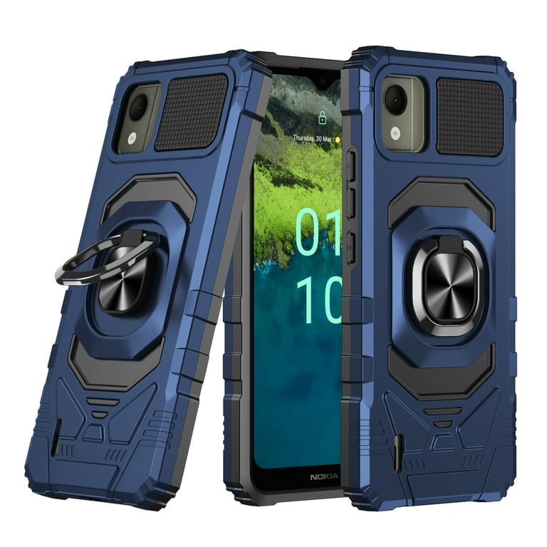 Nokia C110 Mobile Cover w/ Tempered Glass, Military Grade, Ring