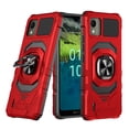 thumbnail image 1 of Compatible for Nokia C110 Case w/Tempered Glass Screen Protector [Military Grade] Ring Car Mount Kickstand Shockproof Hard Phone Case - Red, 1 of 7
