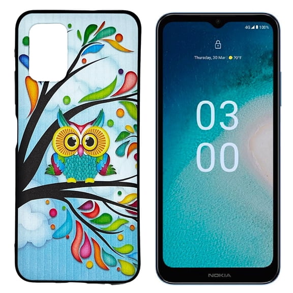 For Nokia C300 N155DL TPU Flexible Skin Cover Cell Phone Case - Owl Design
