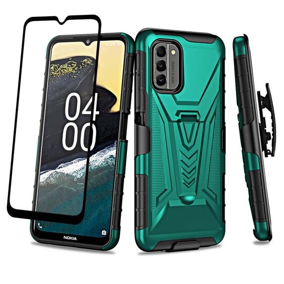Compatible for Nokia G400 5G Case with Holster Belt Clip Hybrid Shockproof Protective Phone Cover with Kickstand - Teal