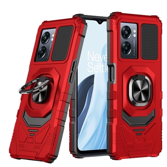 For OnePlus Nord N300 5G CPH2389 Robotic Case Phone Cover + Tempered Glass - Red