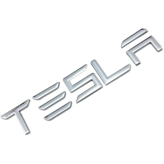 Compatible for Tesla Model 3/S/X Series 3D Raised Tailgate Insert Letters Rear Emblems, ABS Inserts with 3M Adhesive Backing (Silver)
