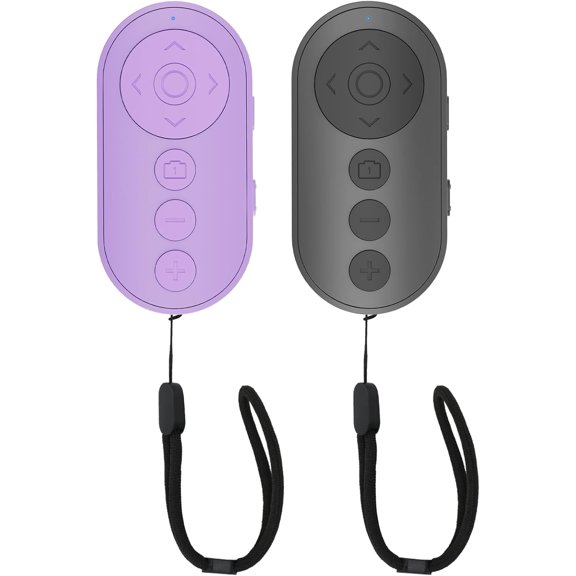 Compatible for TikTok Remote Control for iPhone/Android, Wireless Camera Shutter w/ Zoom, Page Turner for E-Book APP, Scrolling Ring (Black/Purple)