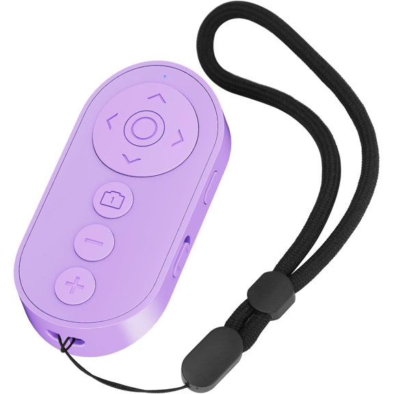 Compatible for TikTok Remote Control for iPhone & Android, Wireless Camera Shutter with Zoom, Page Turner, Scrolling Ring, Purple