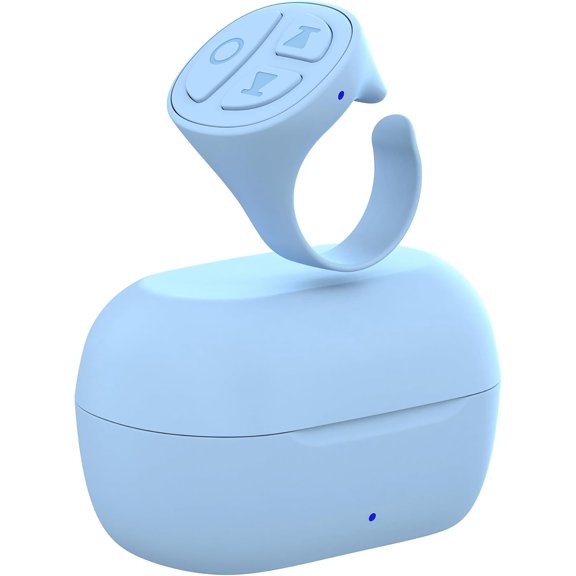 Compatible for TikTok Scrolling Ring, Bluetooth Remote for iPhone/Android, Camera Control, Page Turner (Blue)
