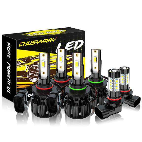 Compatible for Toyota 4Runner 2003-2005 6x CSP LED Headlight Kit Hi/lo Beam+Fog Light Bulbs