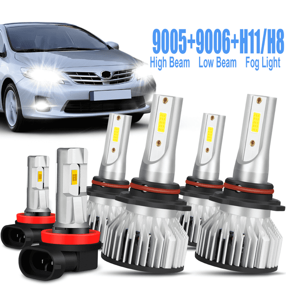 Compatible for Toyota Corolla 2009 2010-2016 6000K White LED Faros+ Antiniebla Bulbs 6pcs