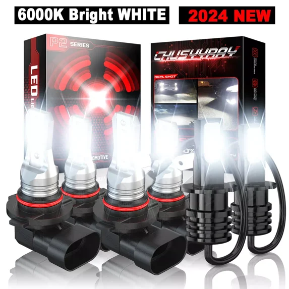 Compatible for Toyota Sienna 2004-2005 6000K CSP LED Headlight Fog Light Bulbs Combo White