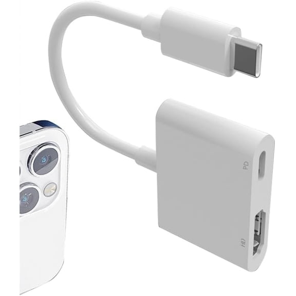 Compatible for USB C to HDTV Adapter for iPhone 17/16/15, MacBook Pro, iPad Pro, 4K@60Hz, 100W PD Charging