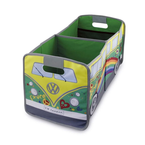 Compatible for VW Collection Foldable Storage Trunk Box Bag for Grocery Shopping in T1 Bus Campervan Shape (Classic Bus/Petrol & Brown)
