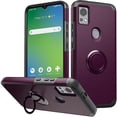 thumbnail image 1 of Compatible for at&t Motivate 4 2023 Ring Kickstand Cellphone Cover Case + Tempered Glass - mkrng Purple, 1 of 5