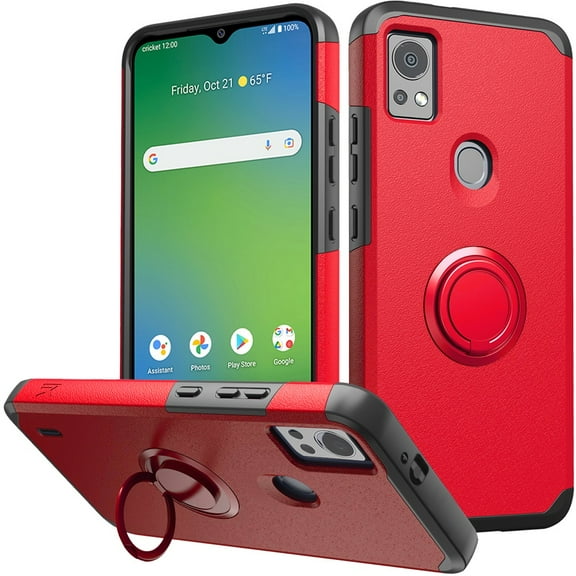Compatible for at&t Motivate 4 2023 Ring Kickstand Cellphone Cover Case - mkrng Red