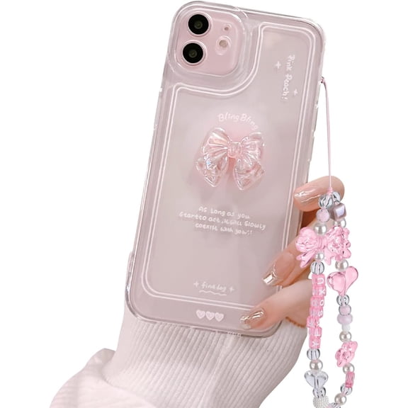 Compatible for iPhone 12 Mini Cute 3D Pink Bowknot Slim Clear Aesthetic Design Women Teen Girls Camera Lens Protection Phone Cases Cover