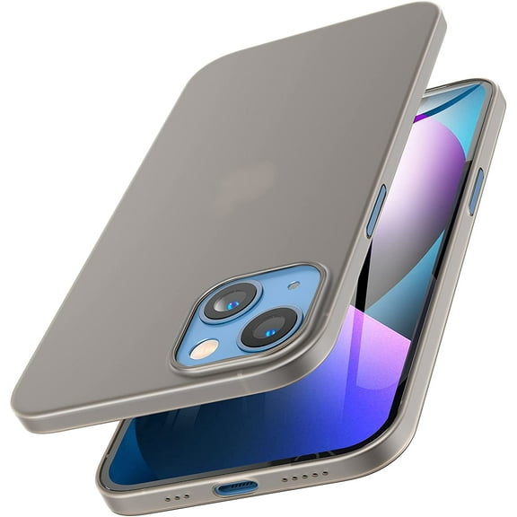 Compatible for iPhone 13 Case 6.1 inch Semi Transparent Hard Cover Light Weight 0.35mm Super Thin Thickness - Matte Black