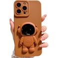 thumbnail image 1 of Compatible for iPhone 13 Pro Max Cute Case, 6D Astronaut Hidden Stand Phone Case for Women Girls Soft TPU Shockproof Back Cover - Brown, 1 of 6