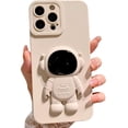 thumbnail image 1 of Compatible for iPhone 13 Pro Max Cute Case, 6D Astronaut Hidden Stand Phone Case for Women Girls Soft TPU Shockproof Back Cover - White, 1 of 11