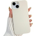 thumbnail image 1 of Compatible for iPhone 13/ iPhone 14 Case Cute Woven Pattern Braid Design Solid Color Soft Silicone Shockproof Cover for Women Girls-Apricot White 2, 1 of 13