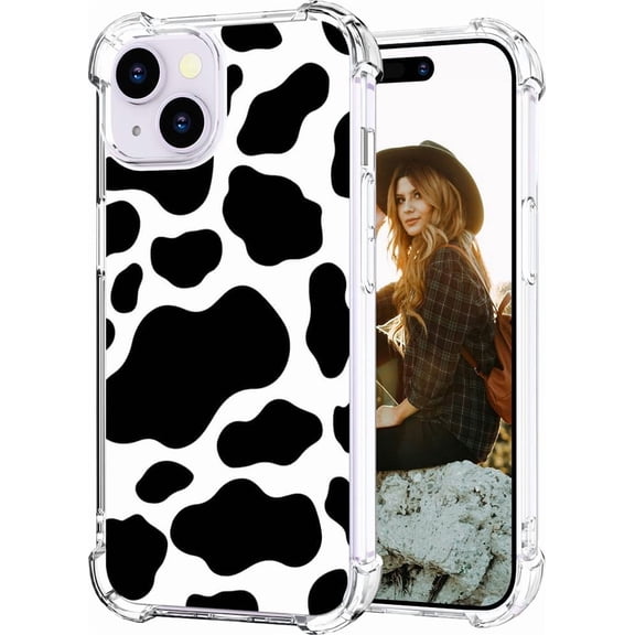 Compatible for iPhone 14 Case for Women Girls Design Cute, Protector Girly Cow Print Dots Pattern