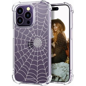 Compatible for iPhone 14 Pro Case for Women Girls Clear Design Cute, Protector Girly Transparent Spider Web Design