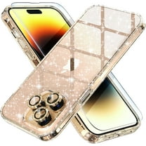 Compatible for iPhone 14 Pro Max Case Cute, Women Clear Glitter Bling Sparkly Case,  6.7-inch (Glitter Gold)