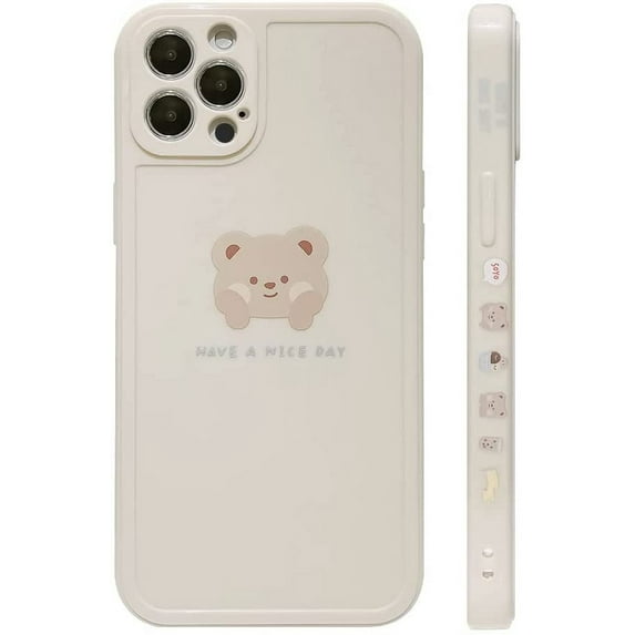 Compatible for iPhone 15 Pro Case Cute Painted Design Brown Bear with Cheeks for Women Girls Fashion Slim Soft Flexible TPU Rubber for iPhone 15 Pro