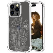 Compatible for iPhone 15 Pro Max Case for Women Clear Design Cute, Girly Girls Promax White Wild Flowers Design