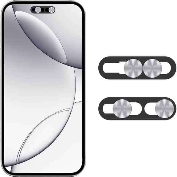 Compatible for iPhone 16/15/14 Pro Max/Pro Front Camera Lens Protector - Face ID On/Off, Adhesive, Silver, 2-Pack