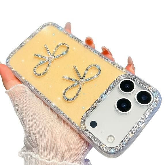 Compatible for iPhone 17 Pro Max Case,Anti-Drop,TPU Cute Bling Bowknot Slim Protection Mobile Phone Cover for Girls Gift