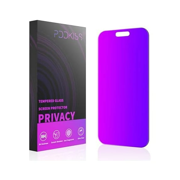 ccwonima Compatible for iPhone 17 Pro Privacy Screen Protector 6.3 Inch, Purple Gradient Anti Spy Anti Blue Light HD Tempered Glass Easy Installation