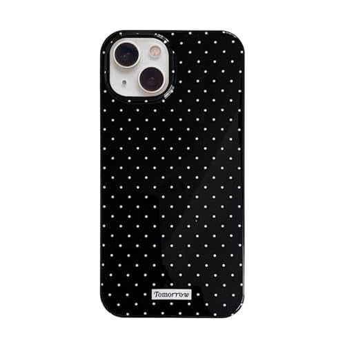 Compatible with i-Phone 13/i-Phone 14 Case with Cute Fashion Polka Dot Aesthetics Design Simple Case for Soft TPU Slim Protection Case for i-Phone 13/14-Black