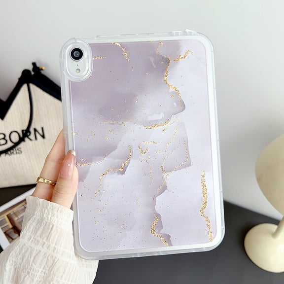 Compatible with iPad 10.2" 7th Gen 2019/8th Gen 2020/9th Gen 2021 Back Case, Marble Pattern Back / Pattern Clear Back TPU Lightweight Ultra Slim Drop Protective Anti-Scratch Case Cover, Gray
