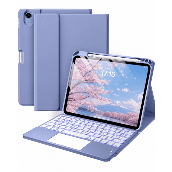 Compatible for iPad 11th 10th Generation Case with Keyboard, Folio Cover with Pencil Holder, Multi-Touch Trackpad, 7 Color Backlit, Detachable Keyboard for iPad (A16) 11th/10th Gen