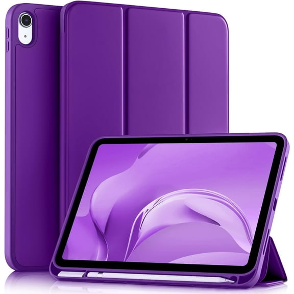 Compatible with iPad (A16) 11th Generation Case 11 Inch 2025, for iPad 10th Generation Case 10.9 Inch 2022 with Pencil Holder, Slim Trifold Stand Protective Cover with Soft TPU Back, Purple
