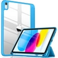 thumbnail image 1 of Compatible with iPad (A16) 11th Generation Case 11 Inch 2025, for iPad 10th Generation Case 10.9 Inch 2022 with Pencil Holder, Trifold Stand Protective Clear Back Shell, Auto Wake/Sleep, Blue, 1 of 17