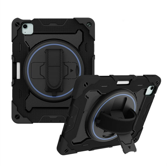 Compatible for iPad Air 11 (2024) Case 11.0" 3in1 Armor Heavy Shockproof Protective Rugged Kickstand with Shoulder Strap(Without Screen Protector, Pen) - F