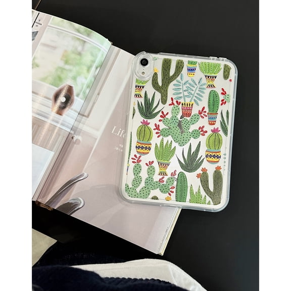 Compatible with iPad Air 4th Generation 10.9" 2020 Back Case, Marble Pattern Back / Pattern Clear Back TPU Lightweight Ultra Slim Drop Protective Anti-Scratch Case Cover, Cactus