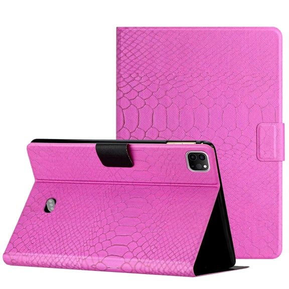 Compatible for iPad Pro 11" 2022/2021/2020/2018/Air4/Air5 Case, Crocodile Texture PU Leather Smart Flip Folio Slim Fit Cover with Built-in Kickstand Auto Wake/Sleep Shockproof Protective Cover,Rose